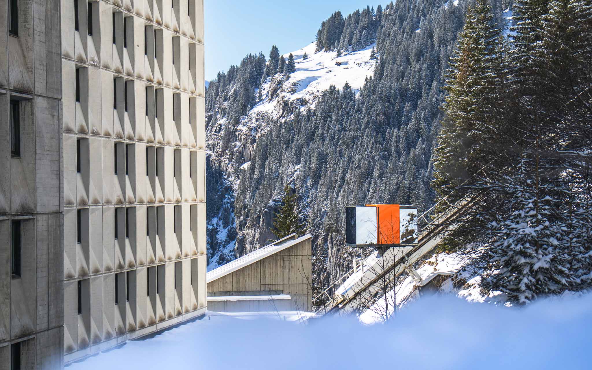 Centre piétonnier de Flaine en hiver